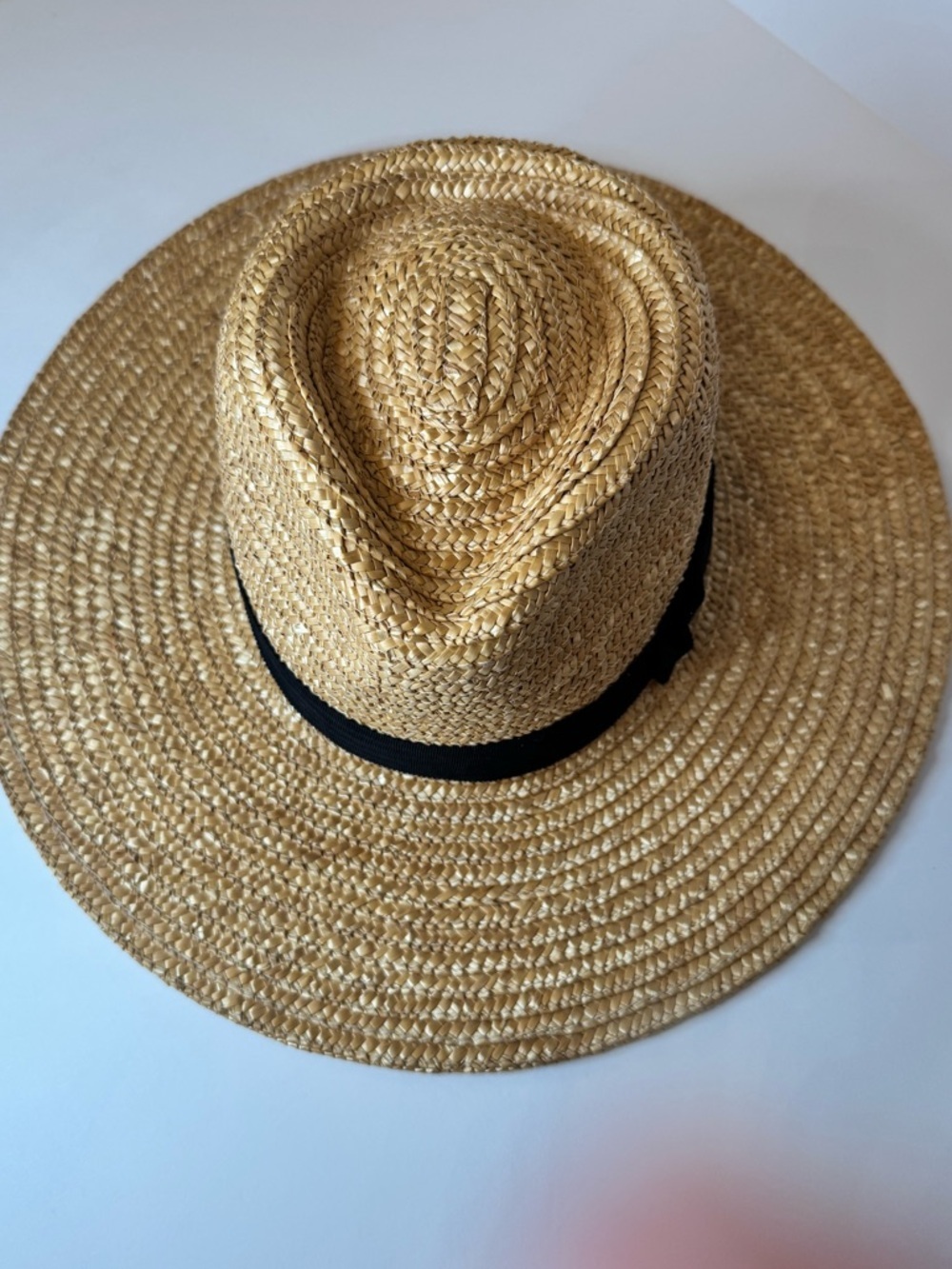 Brixton Joanna Straw Hat Small Wide Brim Fedora Natural Black Band - Picture 2 of 5